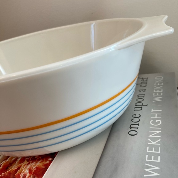 80s Zoom Series Pyrex from England in Blue and Orange Stripes, 2L capacity, JAJ - Picture 6 of 8
